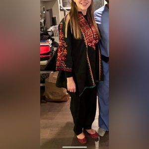 Embroidered black kameez shalwar